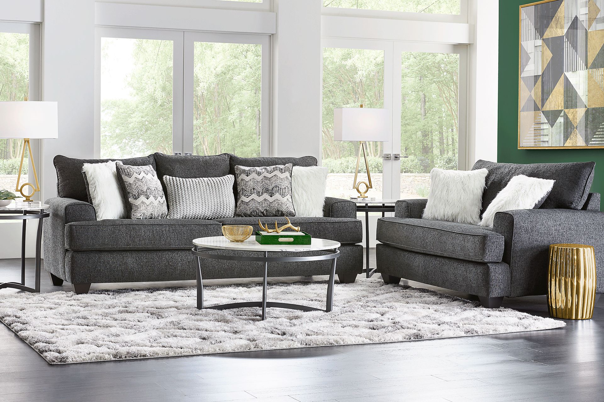 East Bank Black 3 Pc Living Room - Image 1