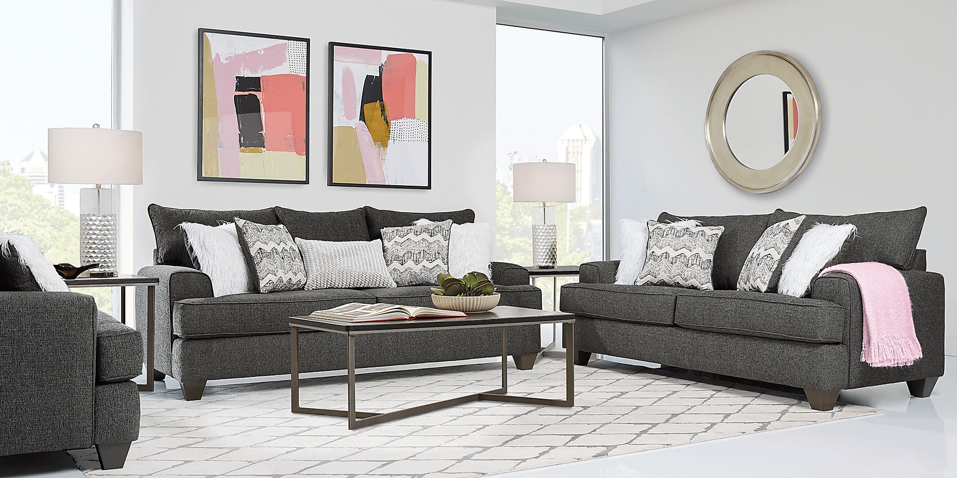 East Bank Black 7 Pc Living Room - Image 1
