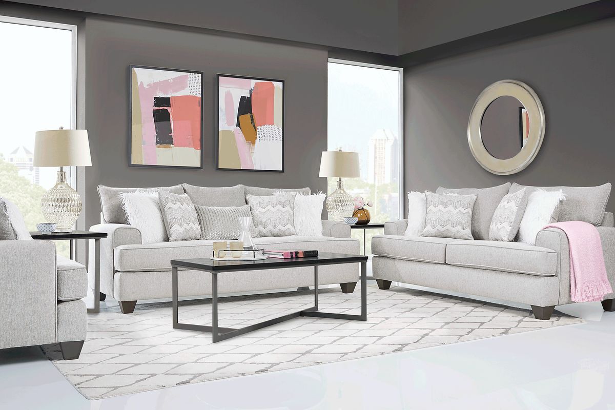East Bank 7 Pc Gray Polyester Fabric Sleeper Living Room Set With ...