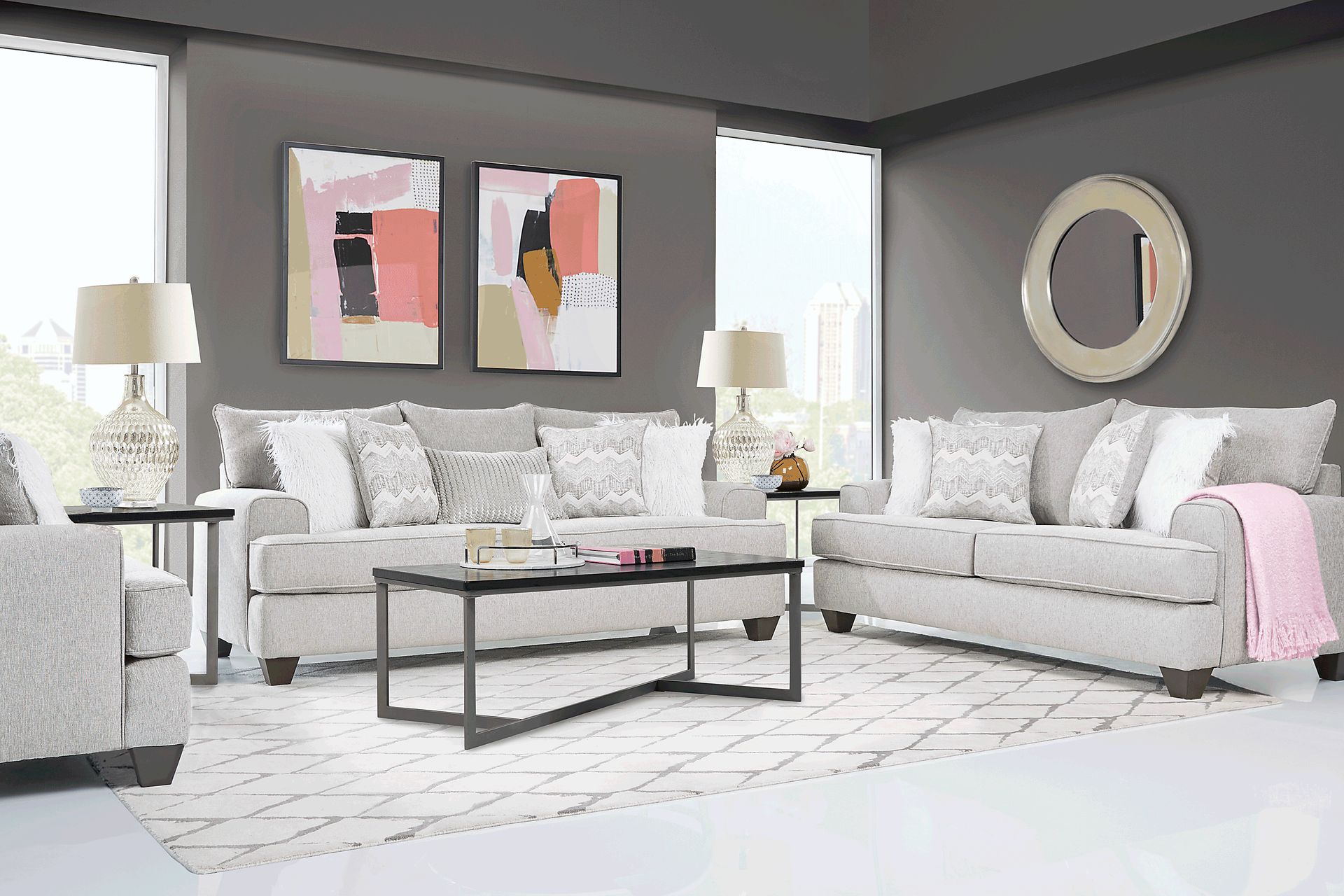 East Bank Gray 8 Pc Living Room Plus 65 in. TV - Image 1