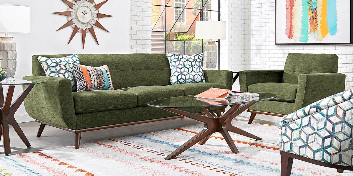 East Side 5 Pc Avocado Green Chenille Fabric Living Room Set - Rooms To Go