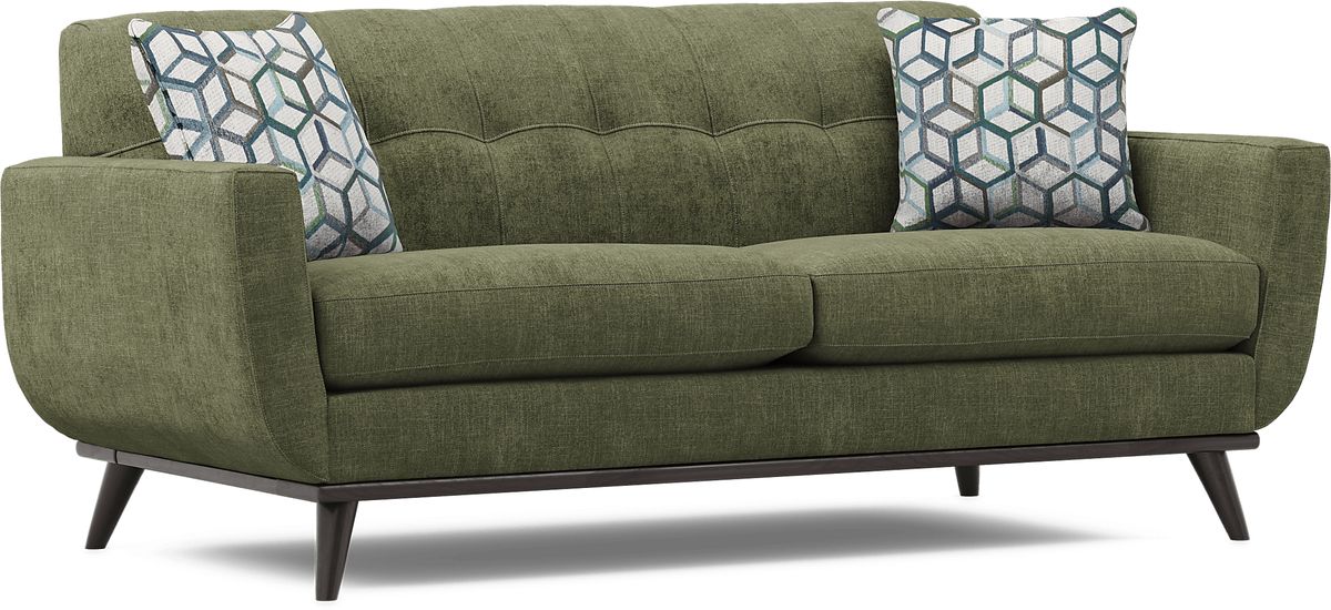 East Side Avocado Green Chenille Fabric Apartment Sofa