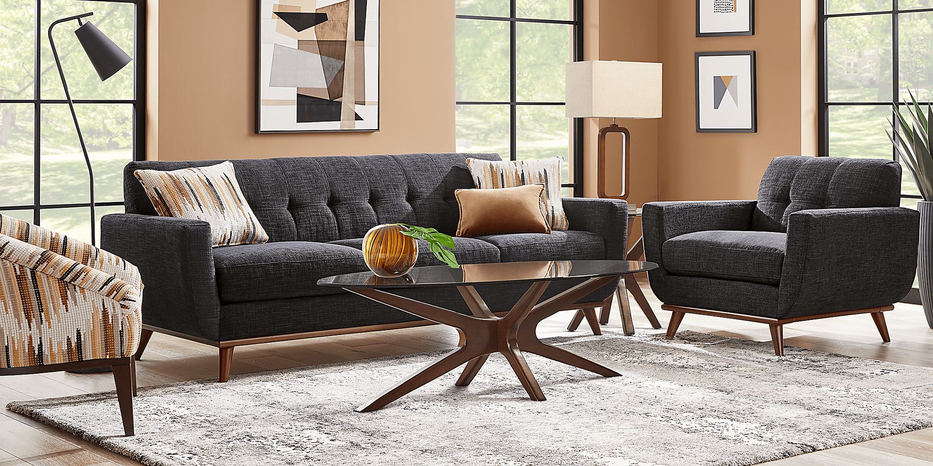 East Side Black Chenille Fabric Chair Rooms to Go