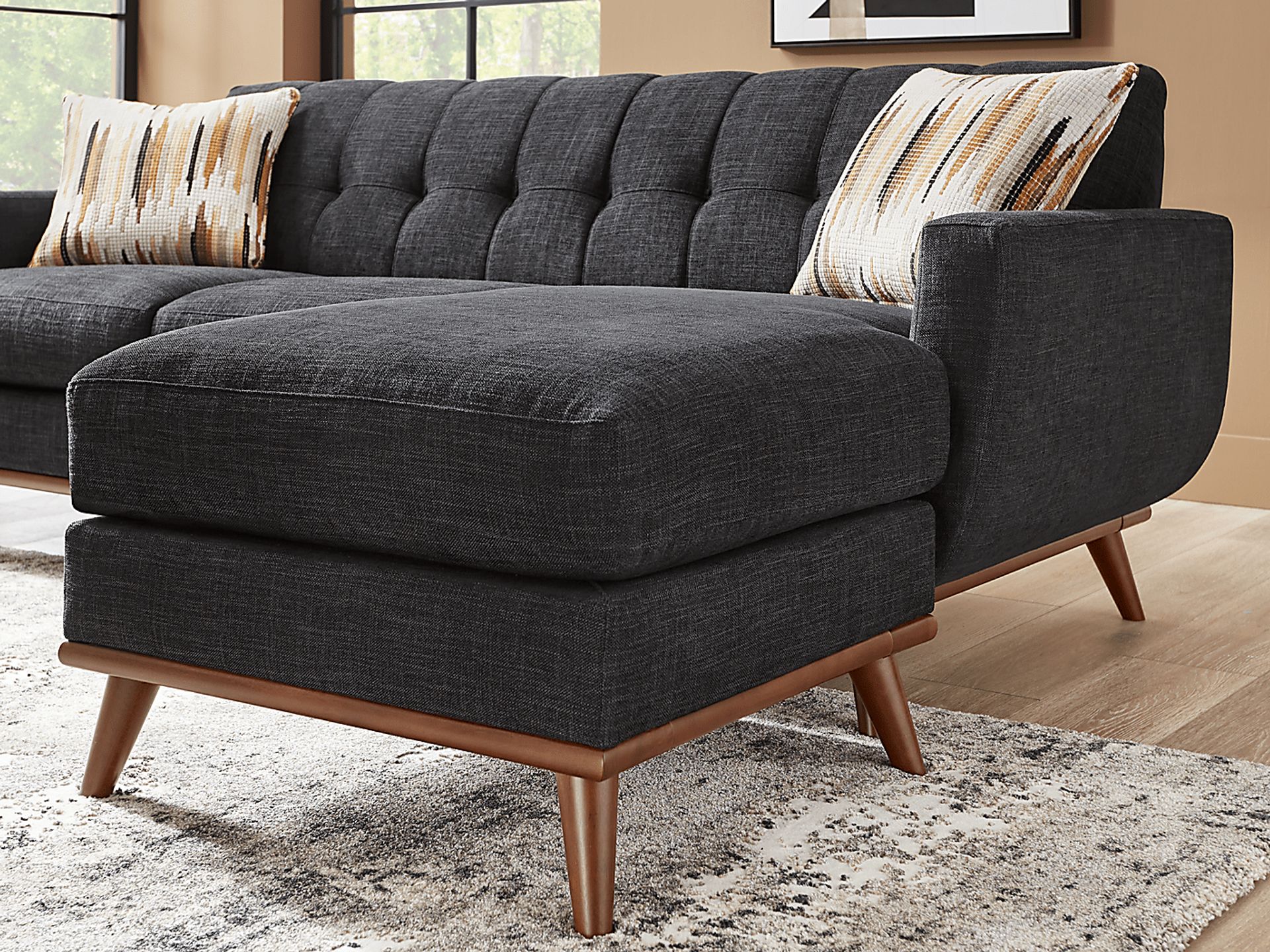 East Side Black Chenille Fabric Option Sofa Chaise | Rooms to Go East Side Black Chenille Fabric Option Sofa Chaise | Rooms to Go