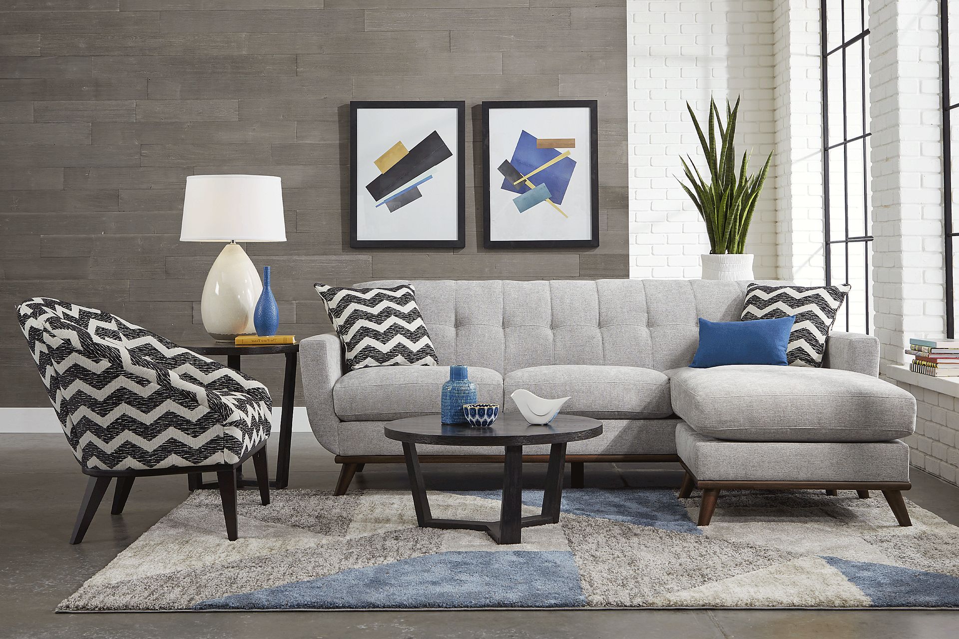 East Side Smoke 5 Pc Sectional Living Room - Image 1