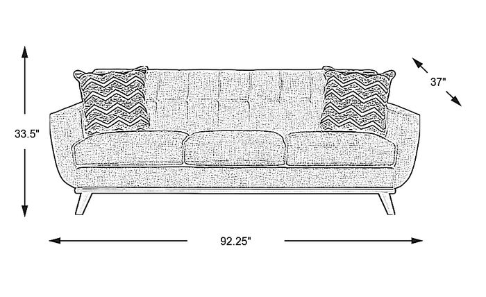 picture of a couch with measurements