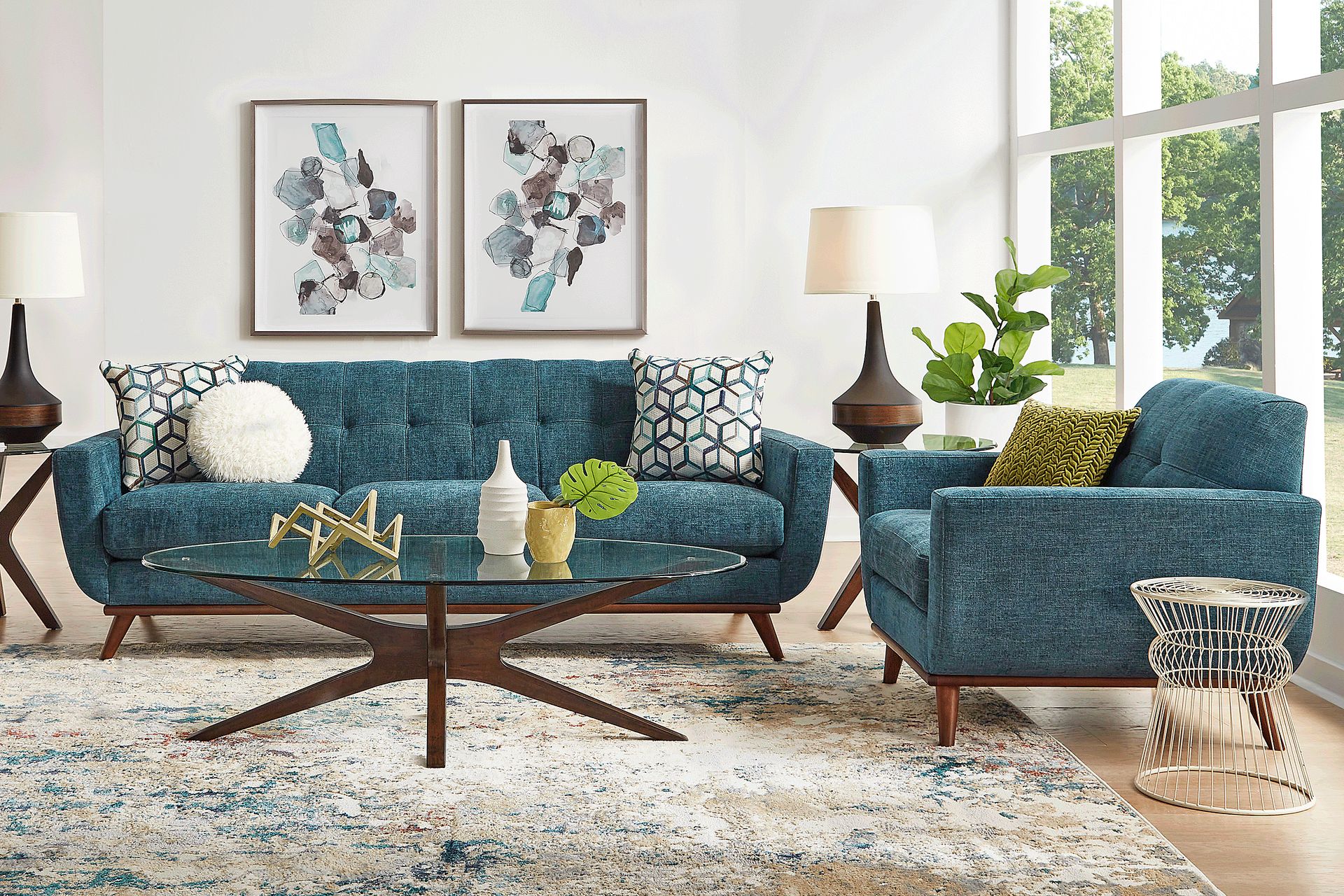 East Side Teal 5 Pc Living Room - Image 1
