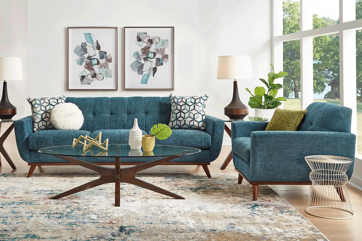 Teal store sofa set