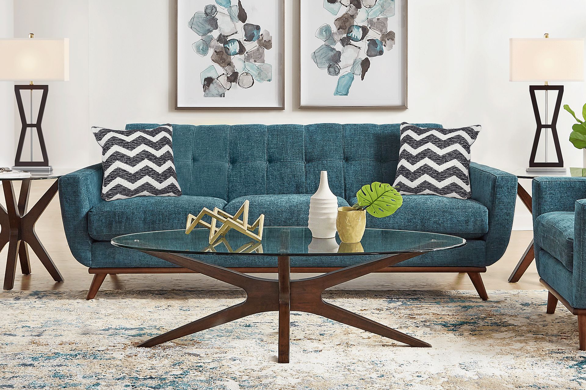 East Side Teal 7 Pc Living Room - Image 1