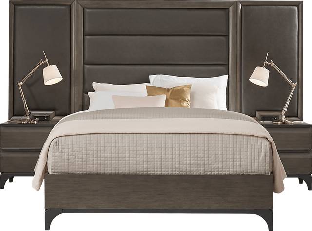 East Tower Gray 7 Pc Queen Panel Wall Bed with Nightstands - Thumbnail - Image 1