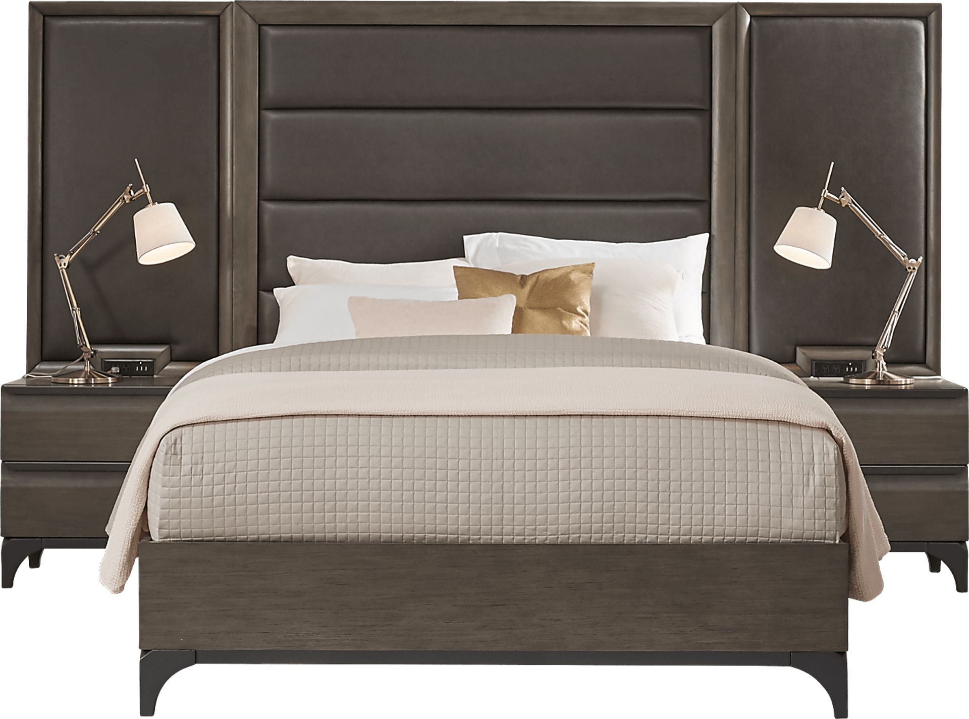 East Tower Gray 7 Pc Queen Panel Wall Bed with Nightstands - Image 1