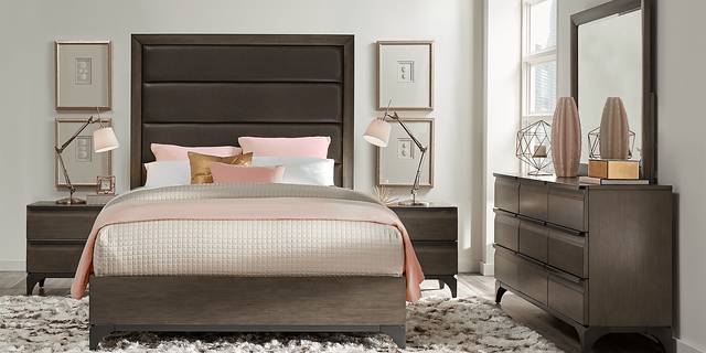 East Tower Gray 8 Pc King Panel Bedroom - Thumbnail - Image 1