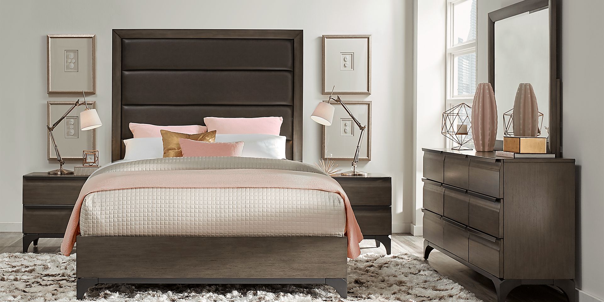 East Tower Gray 8 Pc King Panel Bedroom - Image 1