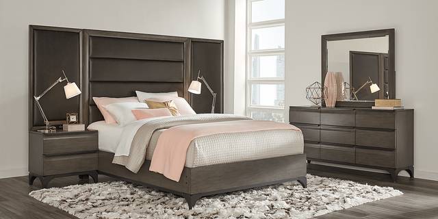 East Tower Gray 7 Pc Queen Panel Wall Bed with Nightstands - Thumbnail - Image 3