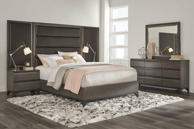 East Tower Gray 7 Pc Queen Panel Wall Bed with Nightstands - Thumbnail - Image 2