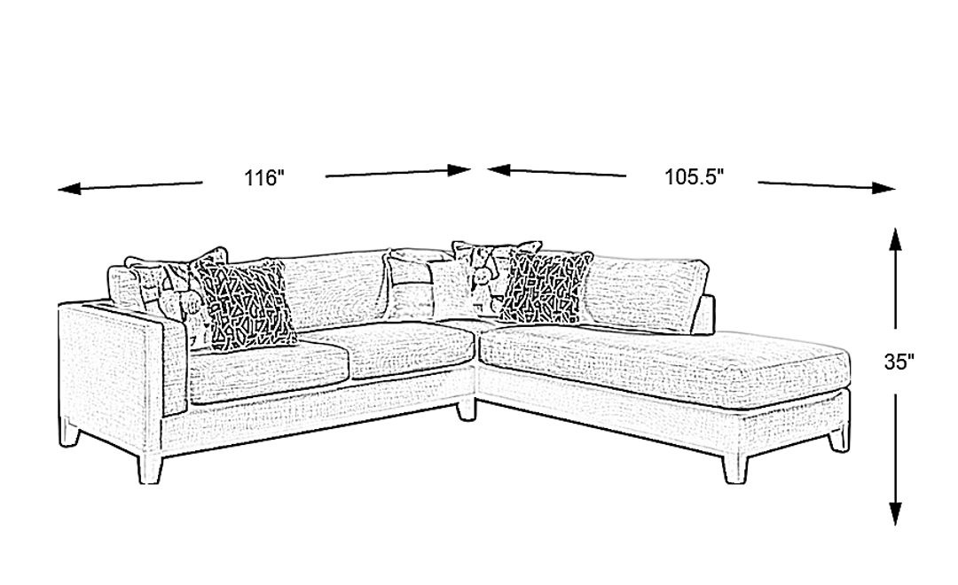 East Village 2 Pc Right Arm Chaise Sectional