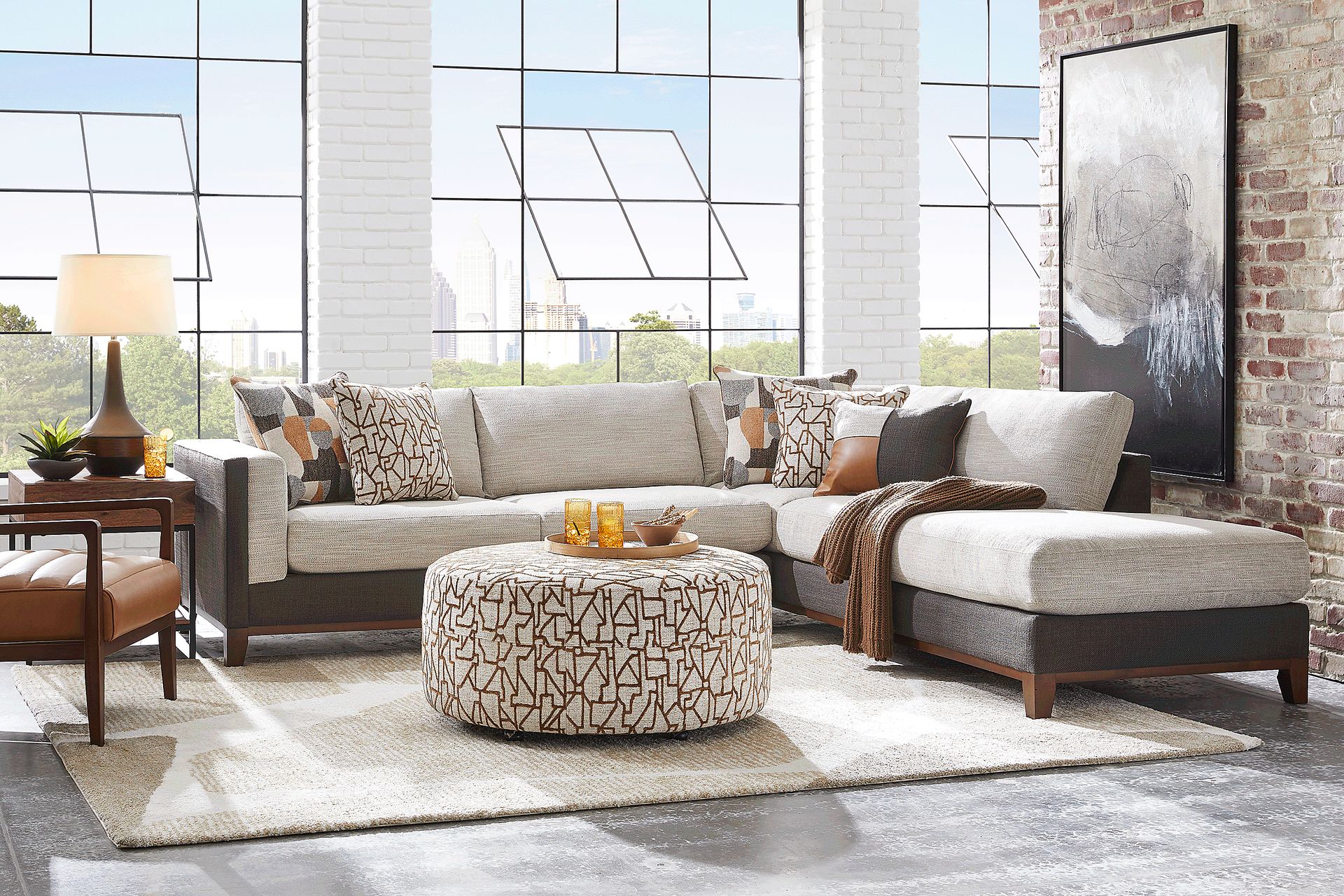 East Village Sandstone Chenille 2 Pc Sectional - Image 2