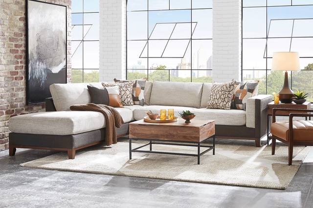 East Village Sandstone Chenille 5 Pc Sectional Living Room - Thumbnail - Image 1