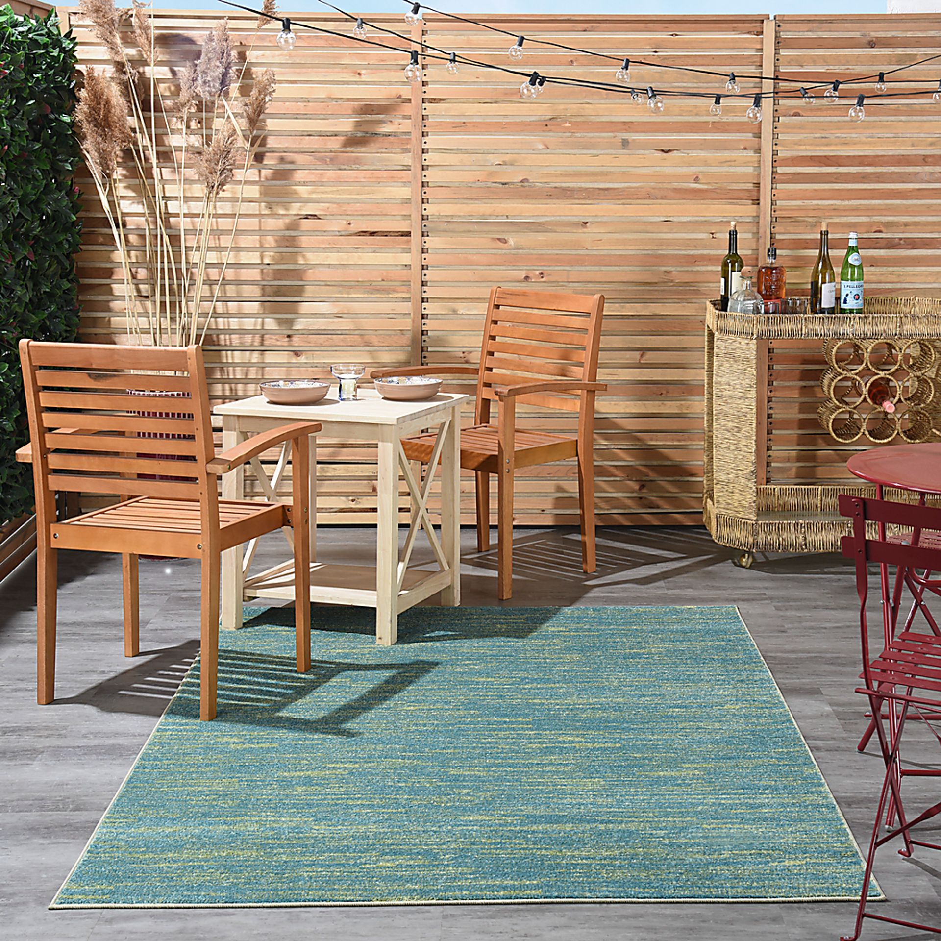 Easthagen Blue/Green 5' x 7' Indoor/Outdoor Rug - Image 2