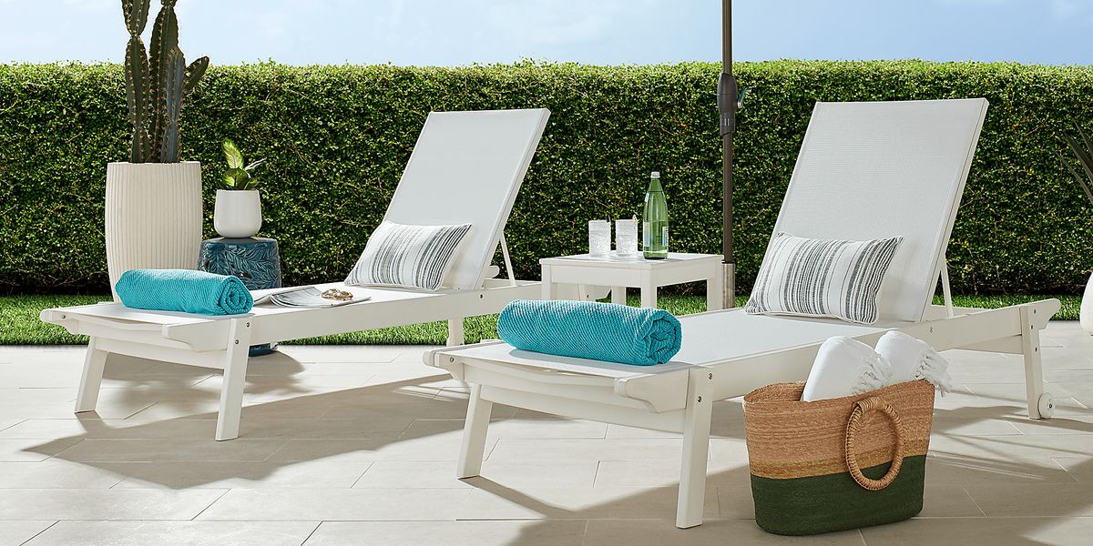 Eastlake 2 Pc White Colors,White Outdoor Set Of Chaises Rooms To Go