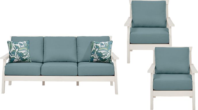 Eastlake White 3 Pc Outdoor Seating Set with Breeze Cushions
