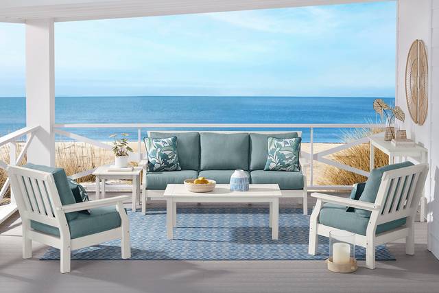 Eastlake White Outdoor Club Chair with Breeze Cushions - Thumbnail - Image 2