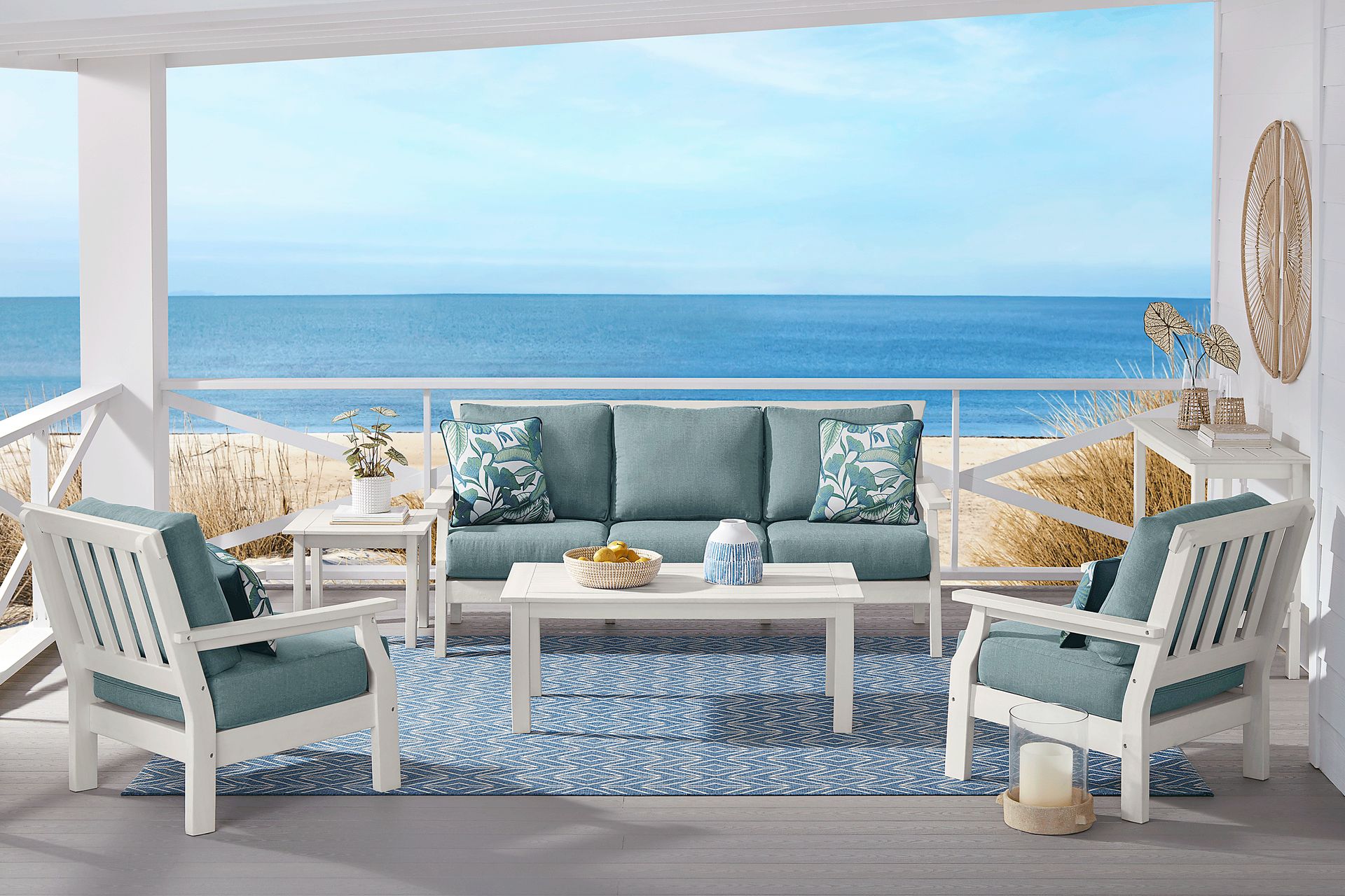 Eastlake White Outdoor Club Chair with Breeze Cushions - Image 2