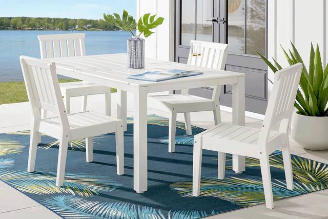 Eastlake White 5 Pc 71 in. Rectangle Outdoor Dining Set - Thumbnail - Image 1