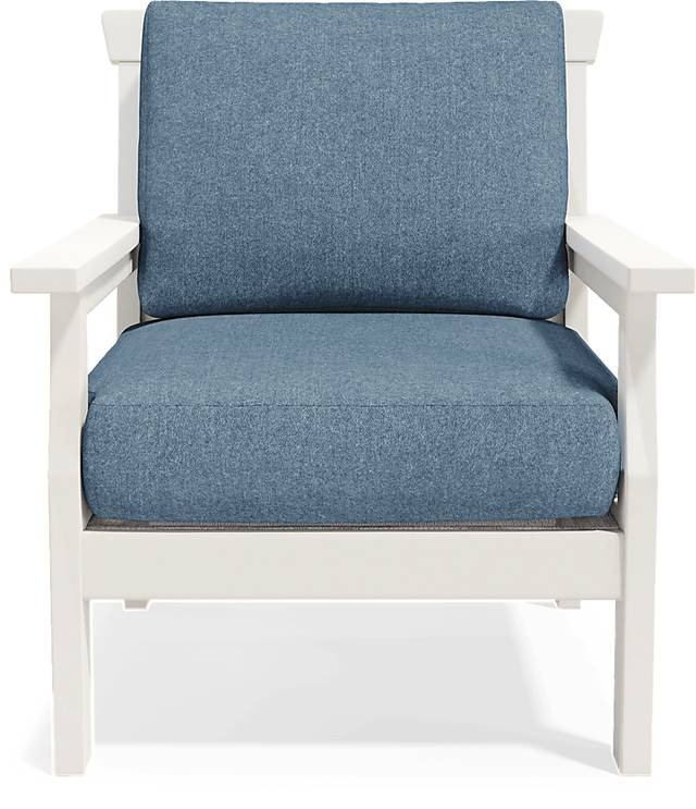 Eastlake White Outdoor Club Chair with Agean Cushions - Thumbnail - Image 3