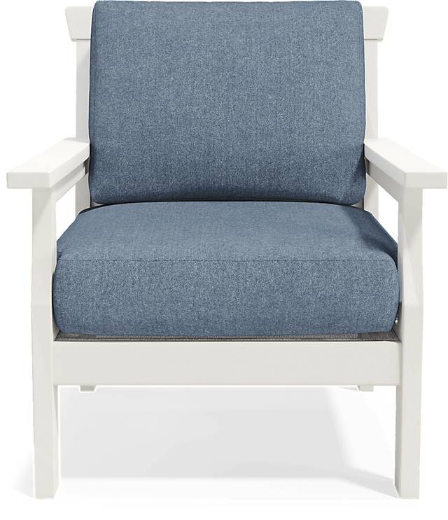 Eastlake White Outdoor Club Chair with Agean Cushions - Thumbnail - Image 3