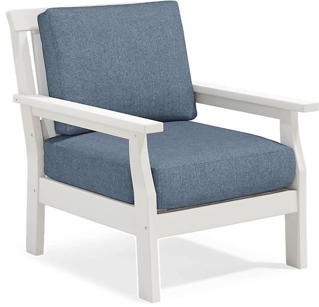 Eastlake White Outdoor Club Chair with Agean Cushions - Thumbnail - Image 1