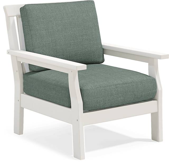 Eastlake White 4 Pc Outdoor Loveseat Seating Set with Jade Cushions - Thumbnail - Image 4