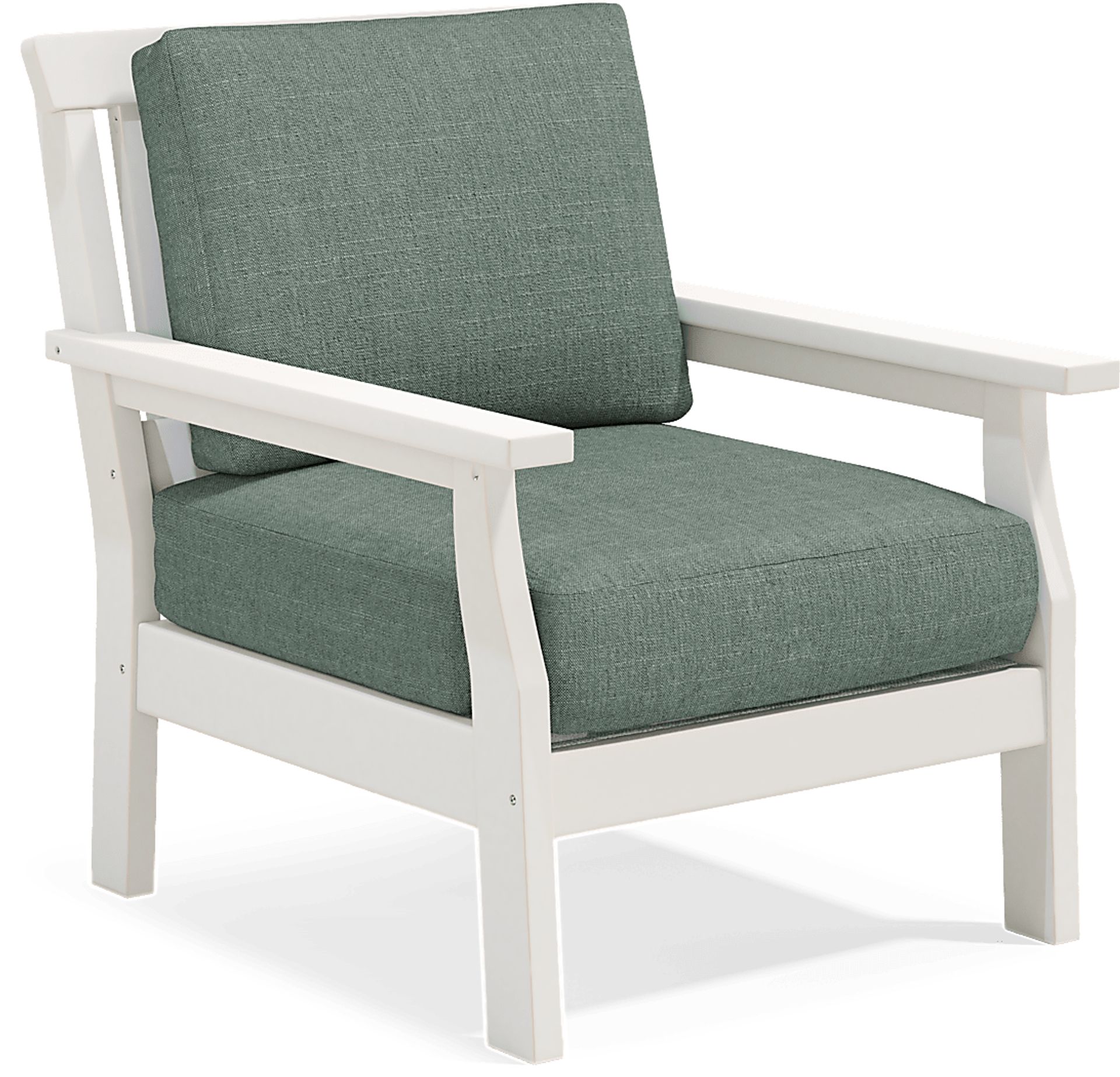 Eastlake White 4 Pc Outdoor Loveseat Seating Set with Jade Cushions - Image 4