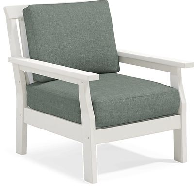Eastlake White Club Chair with Jade Cushions