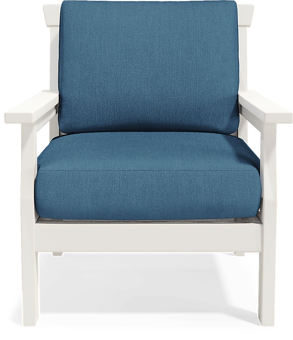 Eastlake White Outdoor Club Chair with Ocean Cushions Rooms To Go