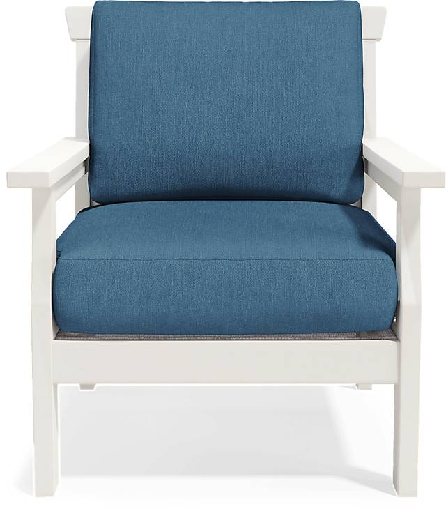 Eastlake White 4 Pc Outdoor Loveseat Seating Set with Ocean Cushions - Thumbnail - Image 5