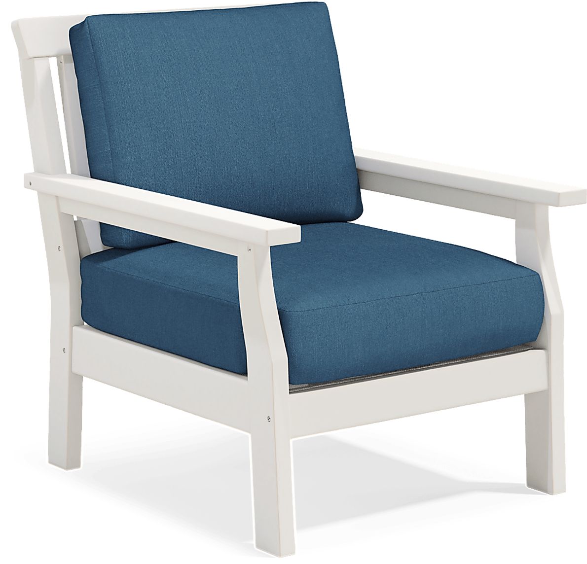 Eastlake White Outdoor Club Chair with Ocean Cushions Rooms To Go