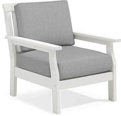 Eastlake White Outdoor Club Chair with Pewter Cushions