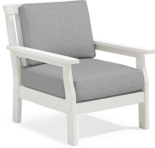 Eastlake White 4 Pc Outdoor Seating Set with Pewter Cushions - Thumbnail - Image 6