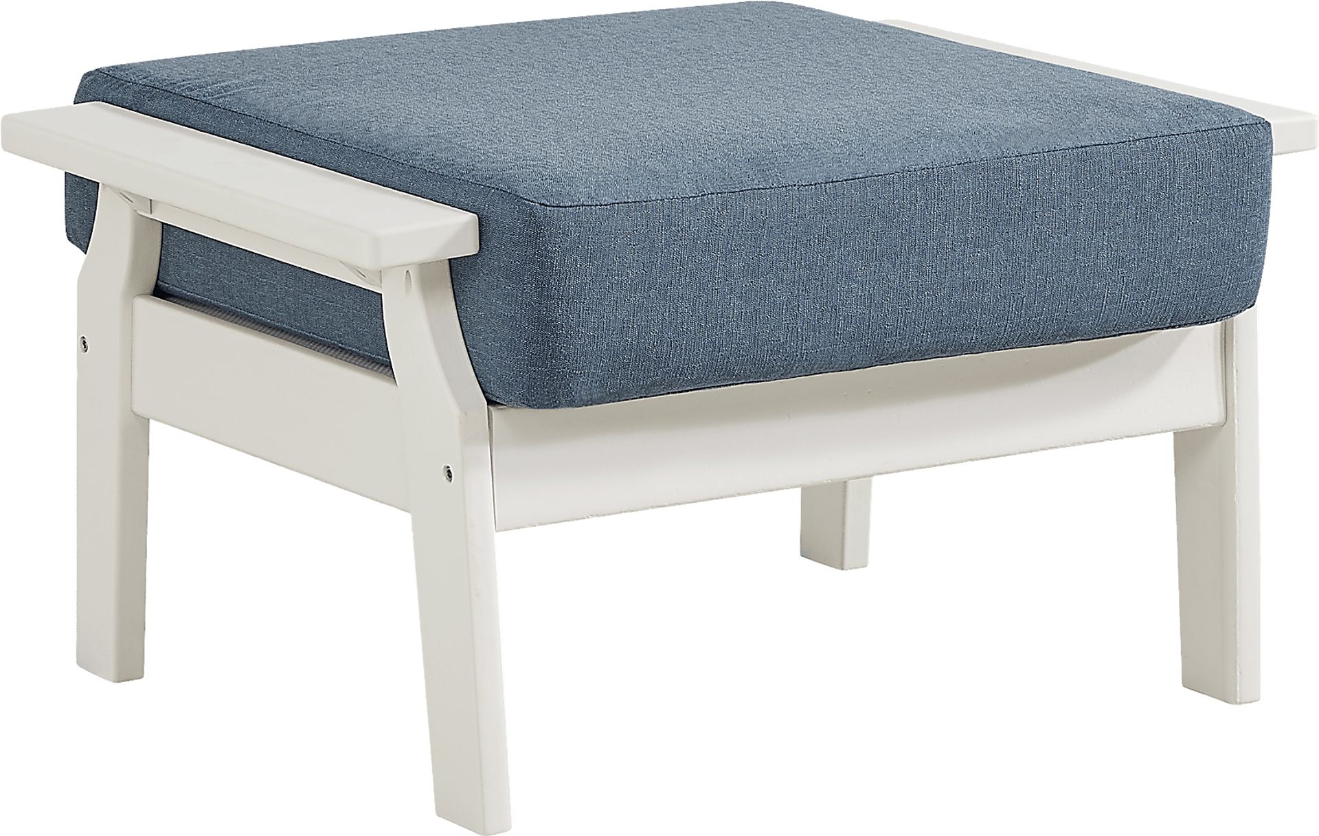 Eastlake White Ottoman with Agean Cushion - Image 2