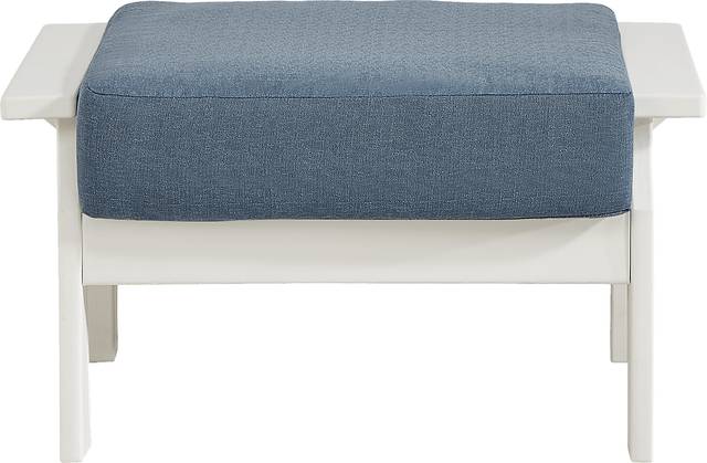 Eastlake White Ottoman with Agean Cushion - Thumbnail - Image 1