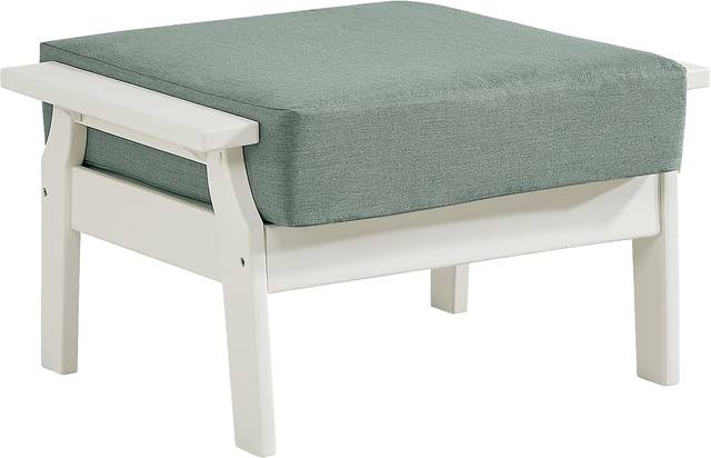 Eastlake White Ottoman with Jade Cushion - Thumbnail - Image 2