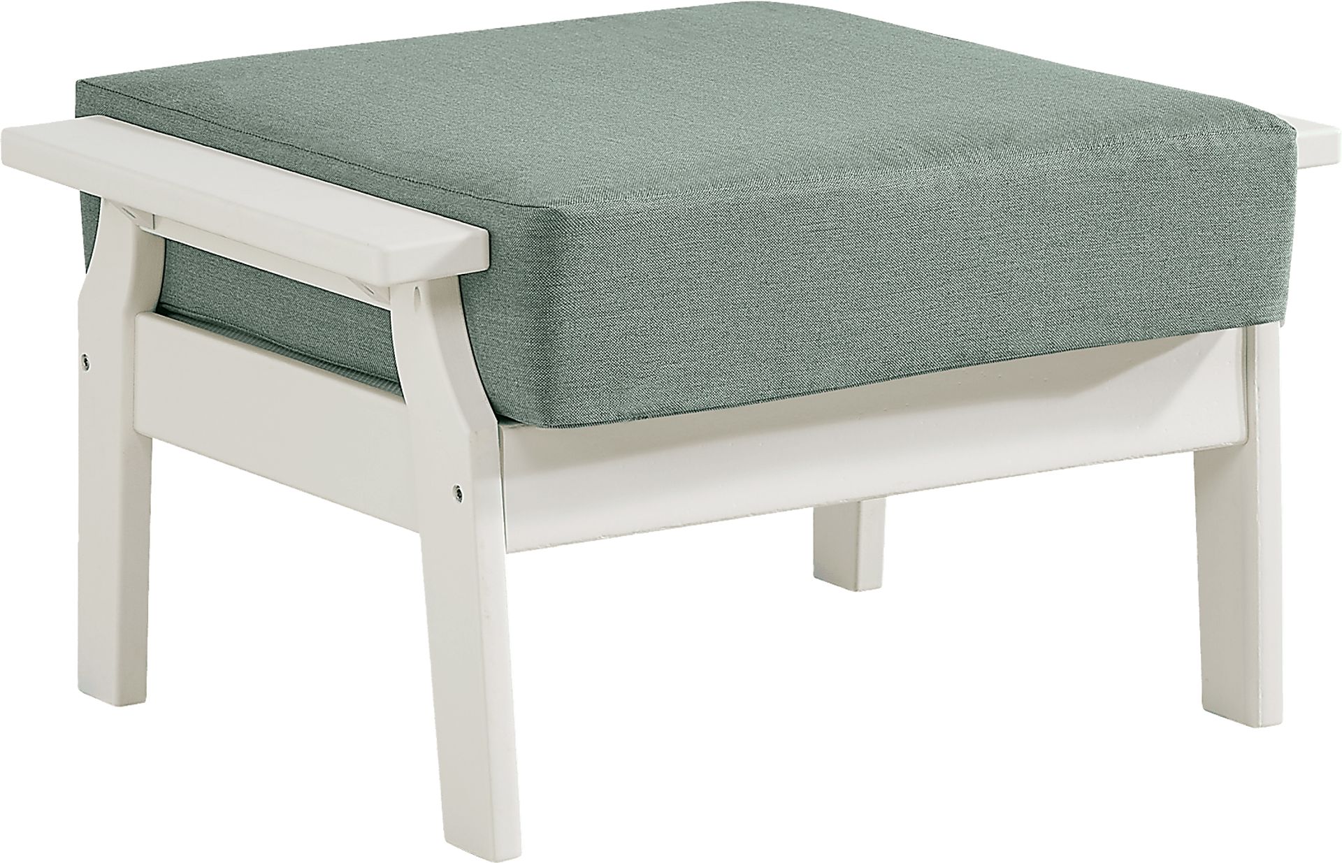 Eastlake White Ottoman with Jade Cushion - Image 2