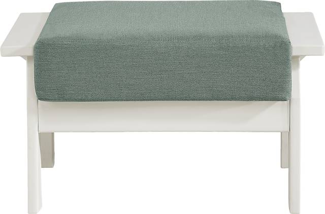 Eastlake White Ottoman with Jade Cushion - Thumbnail - Image 1