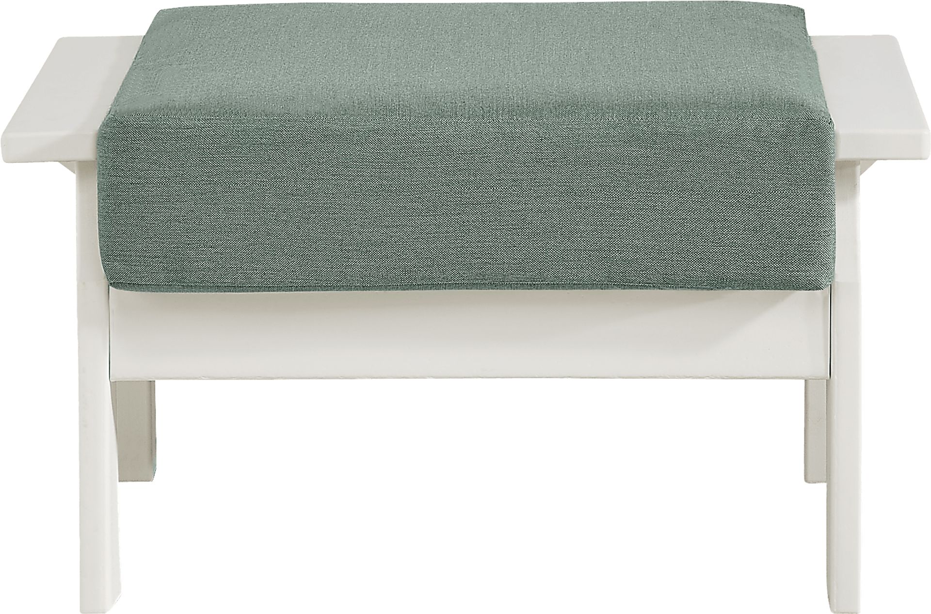 Eastlake White Ottoman with Jade Cushion - Image 1