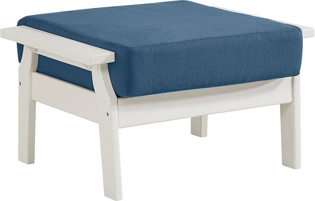 Eastlake White Ottoman with Ocean Cushion - Thumbnail - Image 2