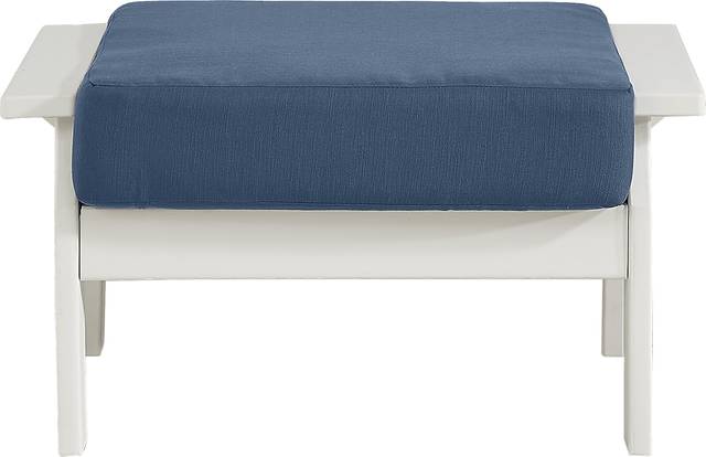 Eastlake White Ottoman with Ocean Cushion - Thumbnail - Image 1