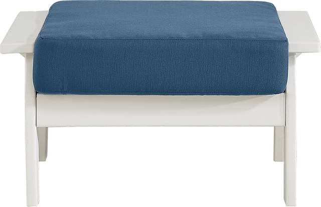 Eastlake White Ottoman with Ocean Cushion - Thumbnail - Image 1