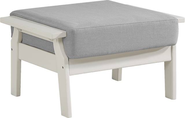 Eastlake White Ottoman with Pewter Cushion - Thumbnail - Image 2
