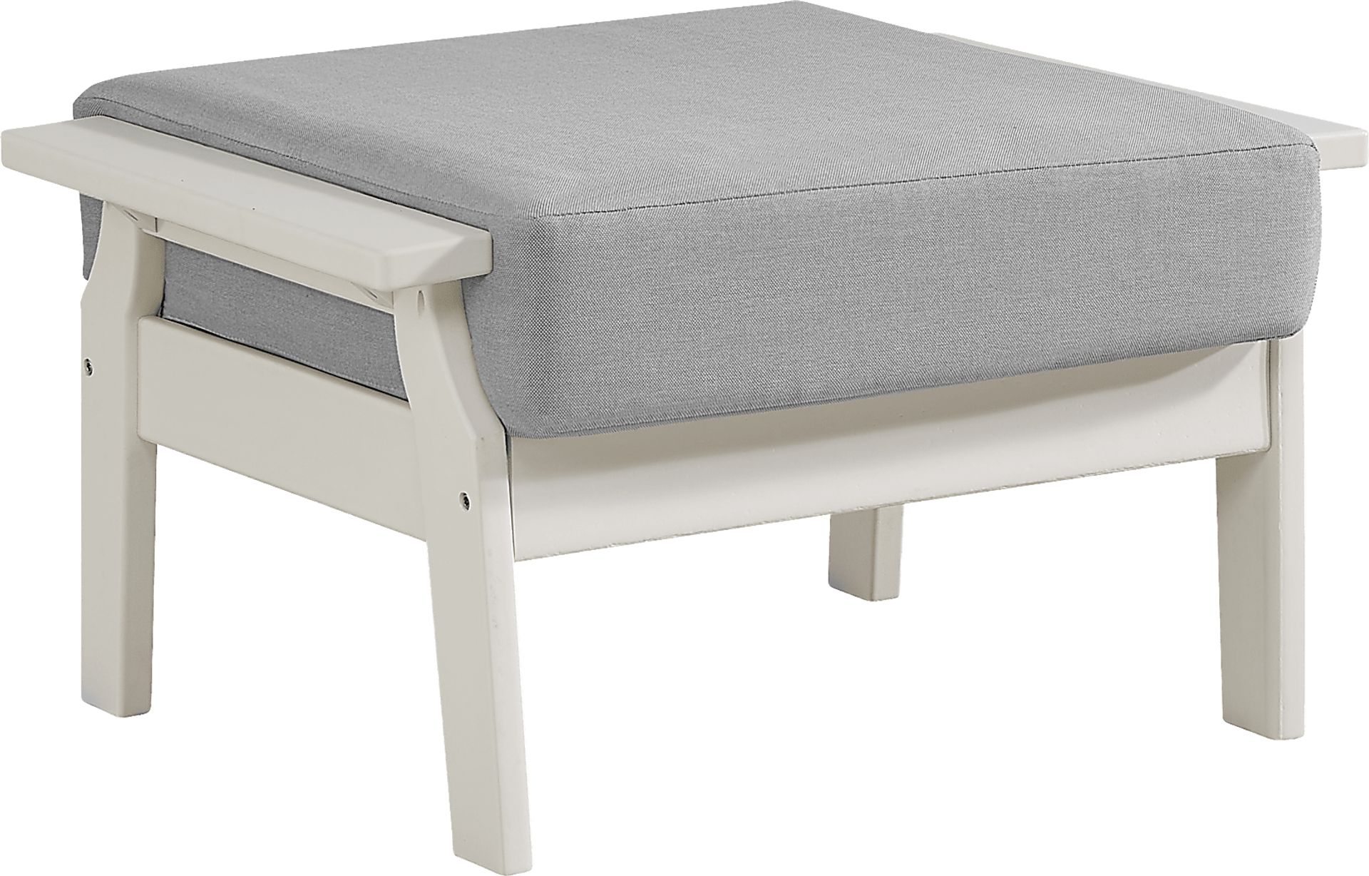 Eastlake White Ottoman with Pewter Cushion - Image 2